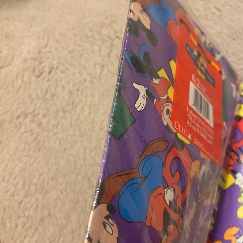 Vintage Disney's 1998 Mickey for Kids Gift Wrap Wrapping Paper Cleo New Letter